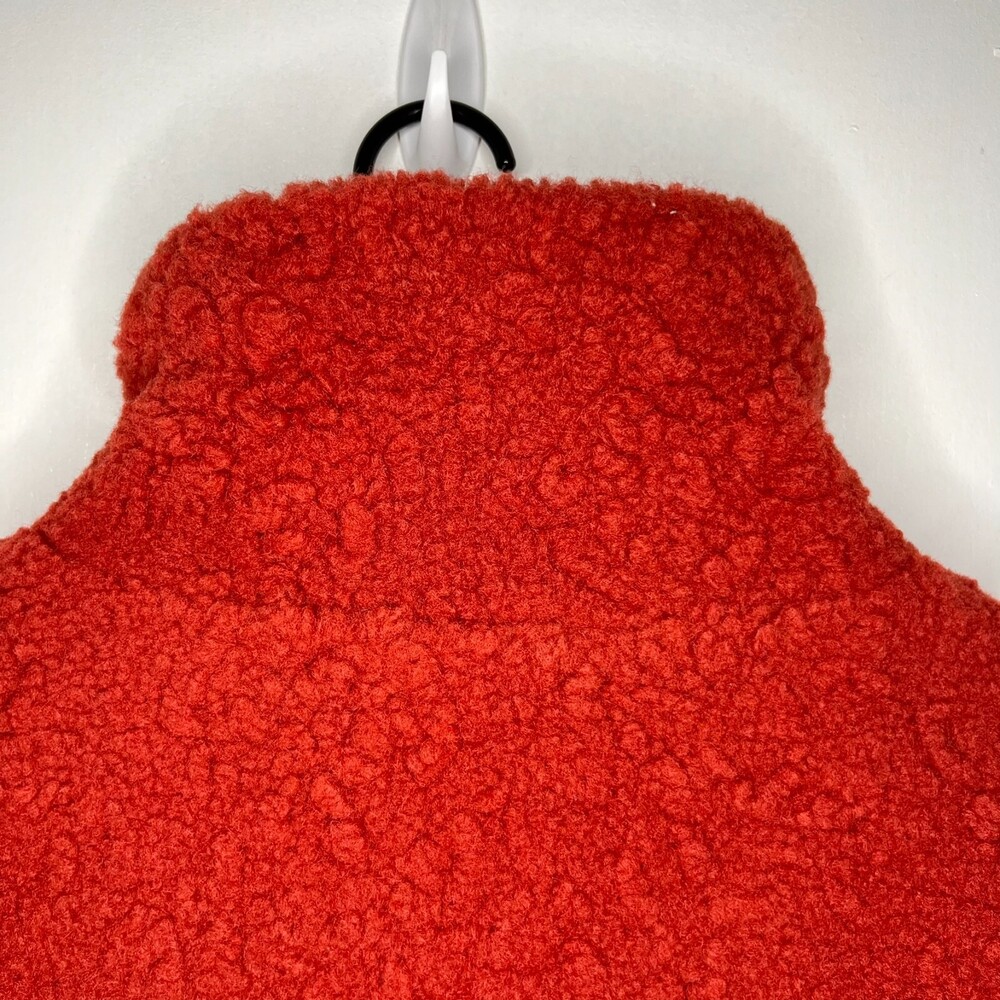 Avec Les Filles Womens Jacket Medium Red Textured Sherpa High Collar Full Zip - Picture 9 of 16
